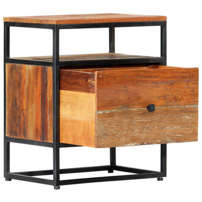 vidaXL Bedside Cabinet 40x30x50 cm Solid Reclaimed Wood and Steel - Brown