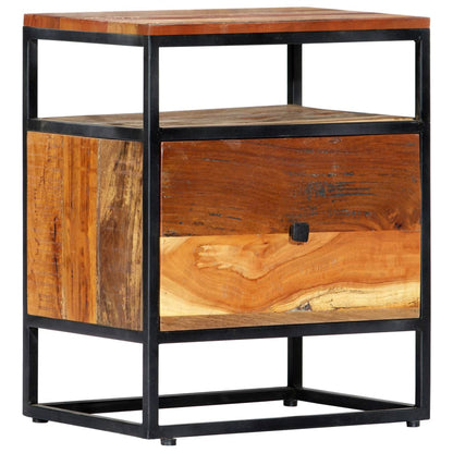 vidaXL Bedside Cabinet 40x30x50 cm Solid Reclaimed Wood and Steel - Brown