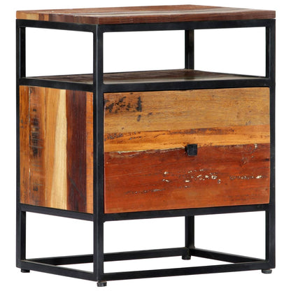 vidaXL Bedside Cabinet 40x30x50 cm Solid Reclaimed Wood and Steel - Brown