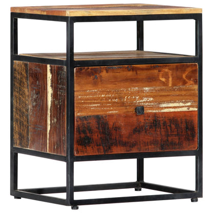 vidaXL Bedside Cabinet 40x30x50 cm Solid Reclaimed Wood and Steel - Brown