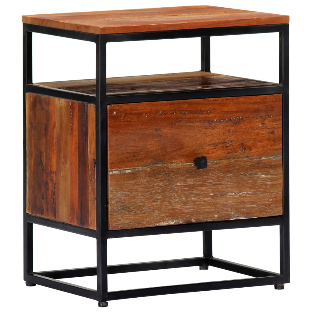 vidaXL Bedside Cabinet 40x30x50 cm Solid Reclaimed Wood and Steel - Brown