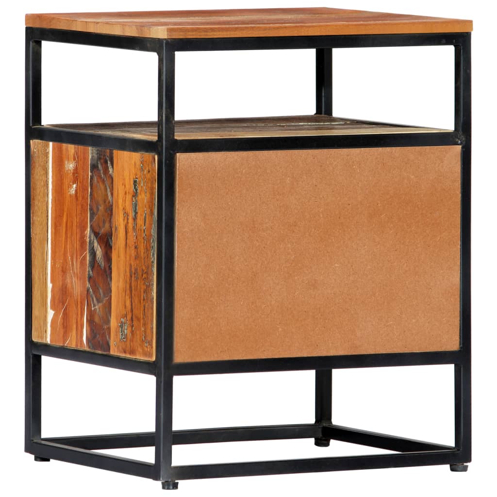 vidaXL Bedside Cabinet 40x30x50 cm Solid Reclaimed Wood and Steel - Brown