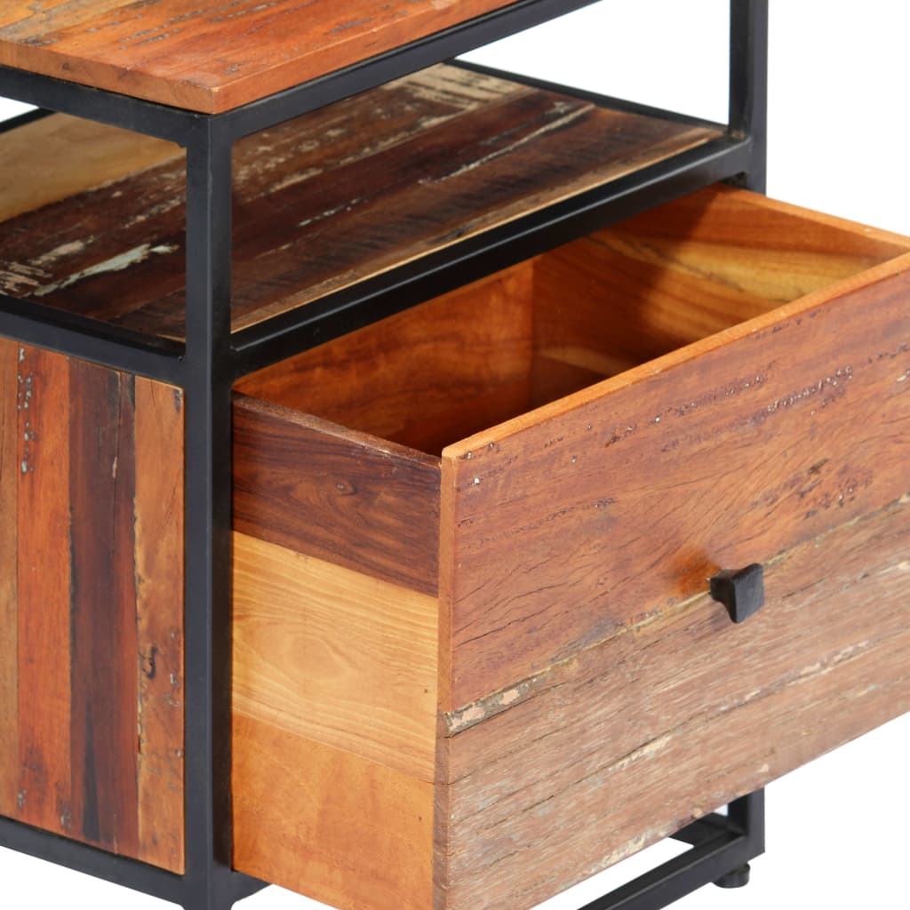 vidaXL Bedside Cabinet 40x30x50 cm Solid Reclaimed Wood and Steel - Brown