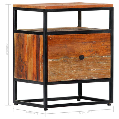 vidaXL Bedside Cabinet 40x30x50 cm Solid Reclaimed Wood and Steel - Brown