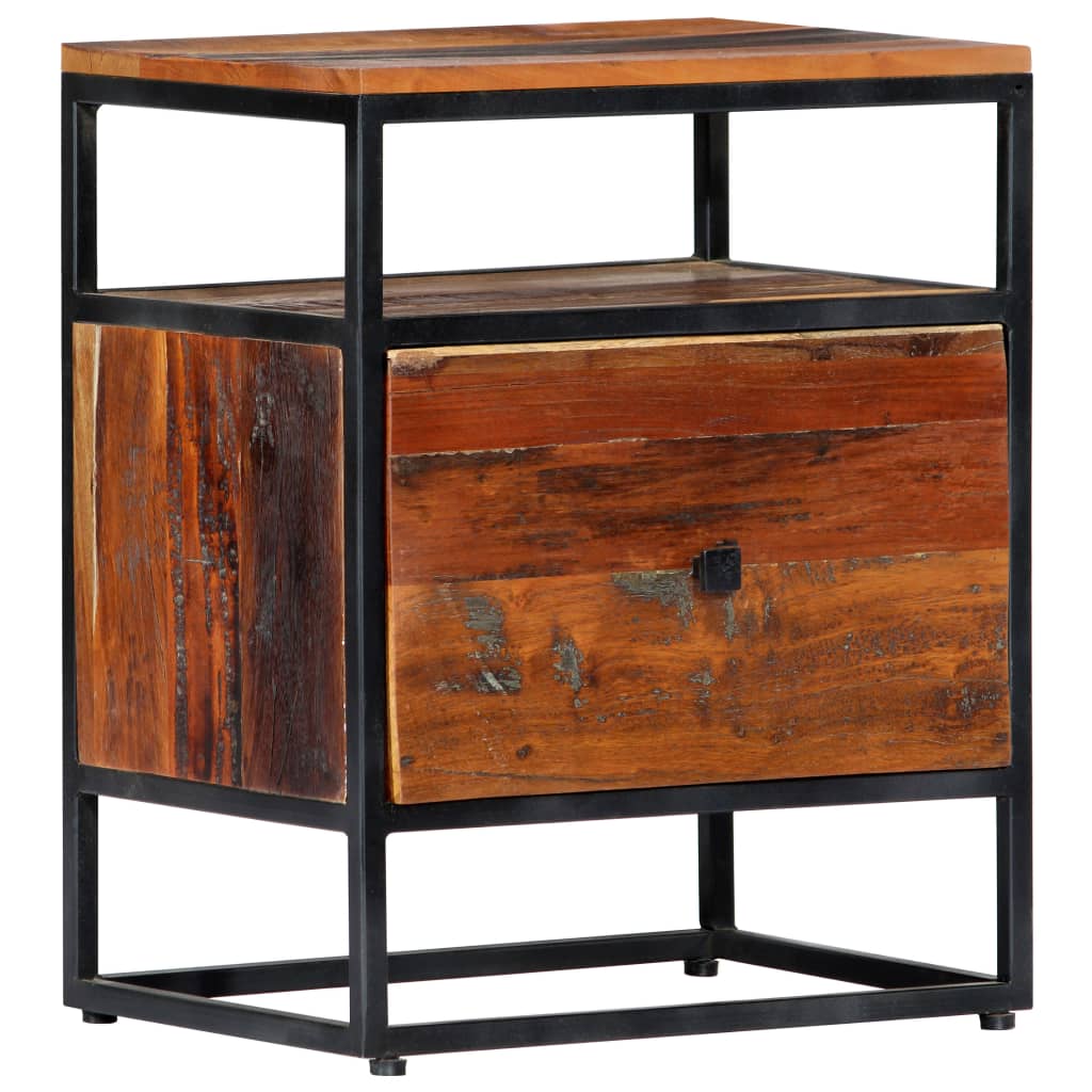 vidaXL Bedside Cabinet 40x30x50 cm Solid Reclaimed Wood and Steel - Brown