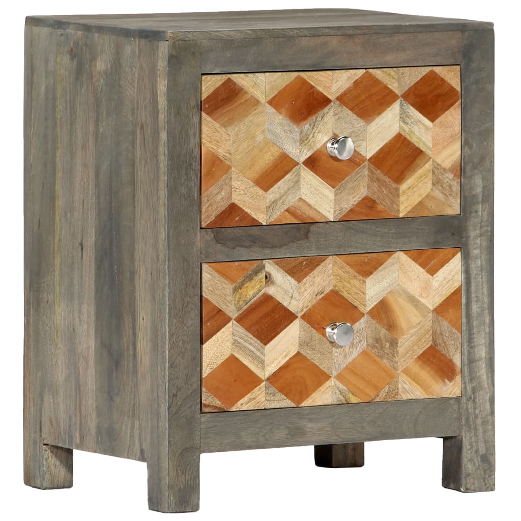 vidaXL Bedside Cabinet Grey 40x30x50 cm Solid Mango Wood
