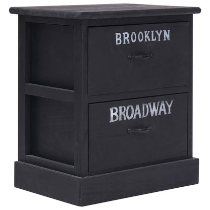 vidaXL Nightstand Black 38x28x45 cm Paulownia Wood