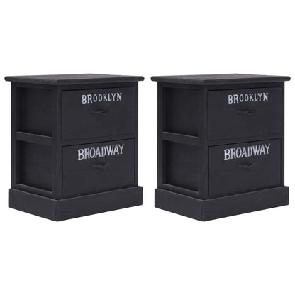 vidaXL Nightstands 2 pcs Black 38x28x45 cm Paulownia Wood