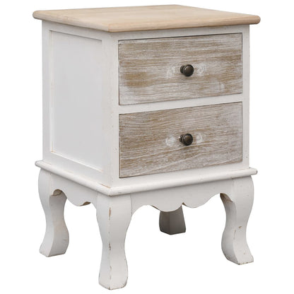 vidaXL Bedside Cabinet 35x30x50 cm Paulownia Wood - White
