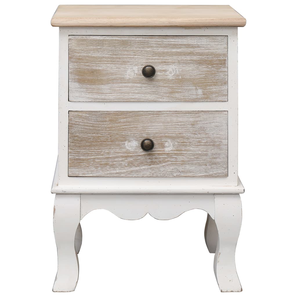 vidaXL Bedside Cabinet 35x30x50 cm Paulownia Wood - White