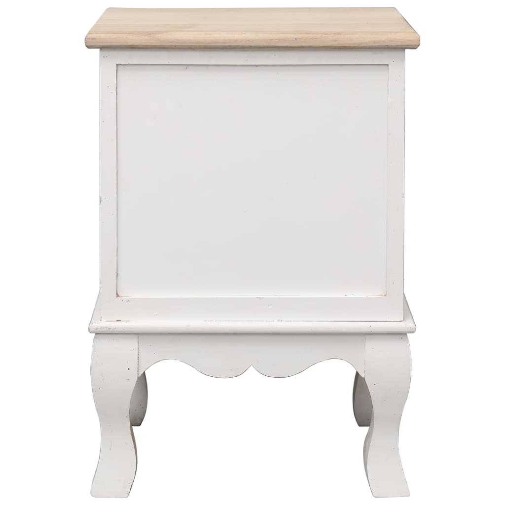 vidaXL Bedside Cabinet 35x30x50 cm Paulownia Wood - White