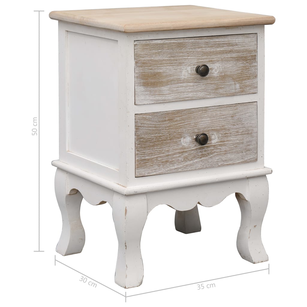 vidaXL Bedside Cabinet 35x30x50 cm Paulownia Wood - White