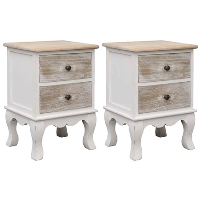 vidaXL Bedside Cabinets 2 pcs 35x30x50 cm Paulownia Wood - White