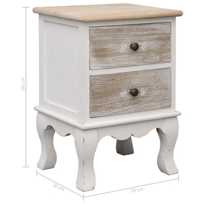 vidaXL Bedside Cabinets 2 pcs 35x30x50 cm Paulownia Wood - White
