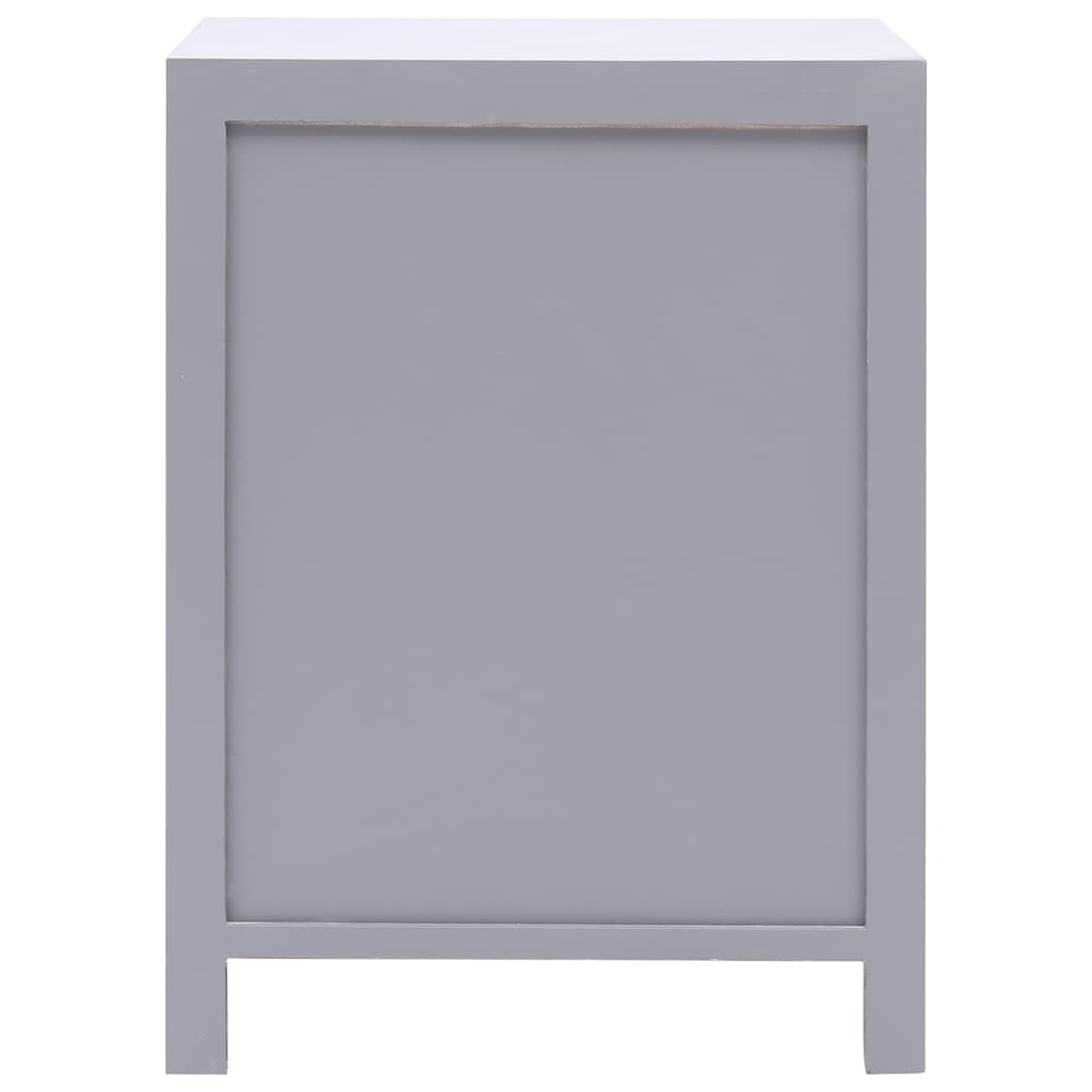 vidaXL Bedside Cabinet Grey 38x28x52 cm Paulownia Wood