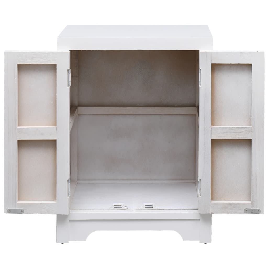 vidaXL Bedside Cabinet White 38x28x52 cm Paulownia Wood