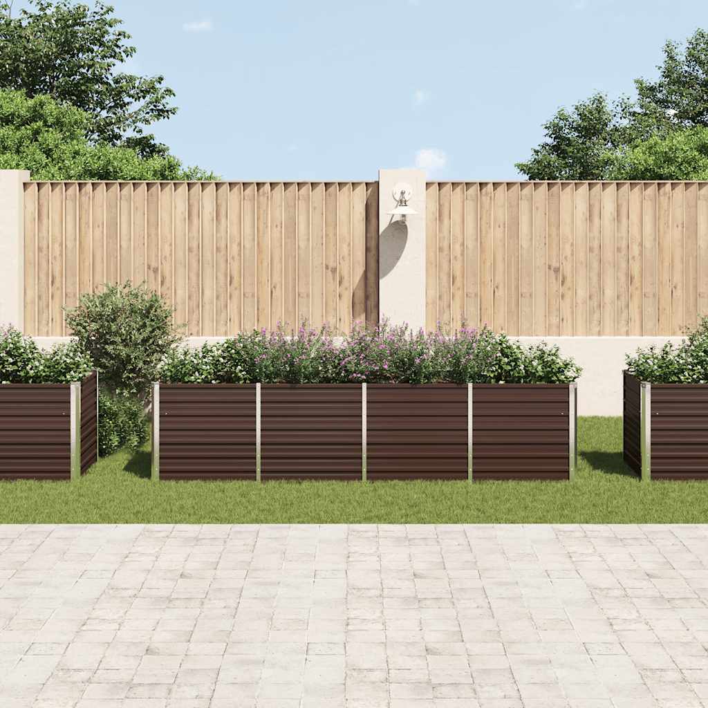 vidaXL Garden Raised Bed Brown 320x80x77 cm Galvanised Steel