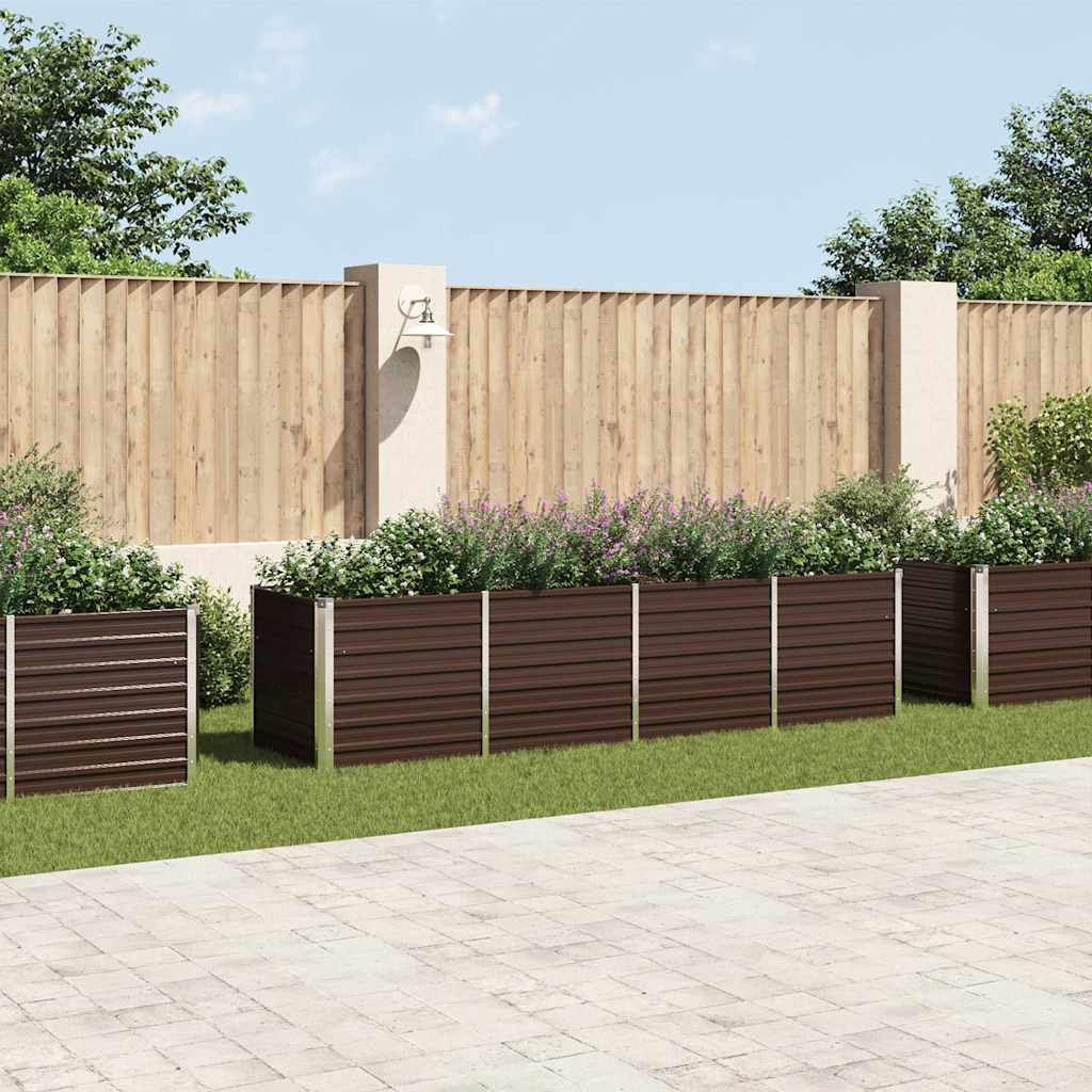 vidaXL Garden Raised Bed Brown 320x80x77 cm Galvanised Steel