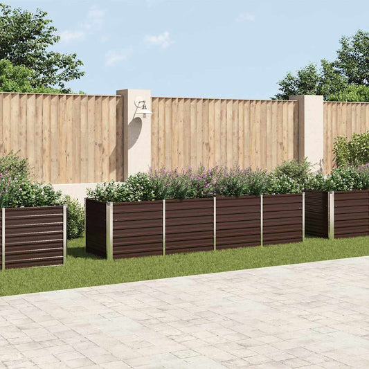vidaXL Garden Raised Bed Brown 320x80x77 cm Galvanised Steel