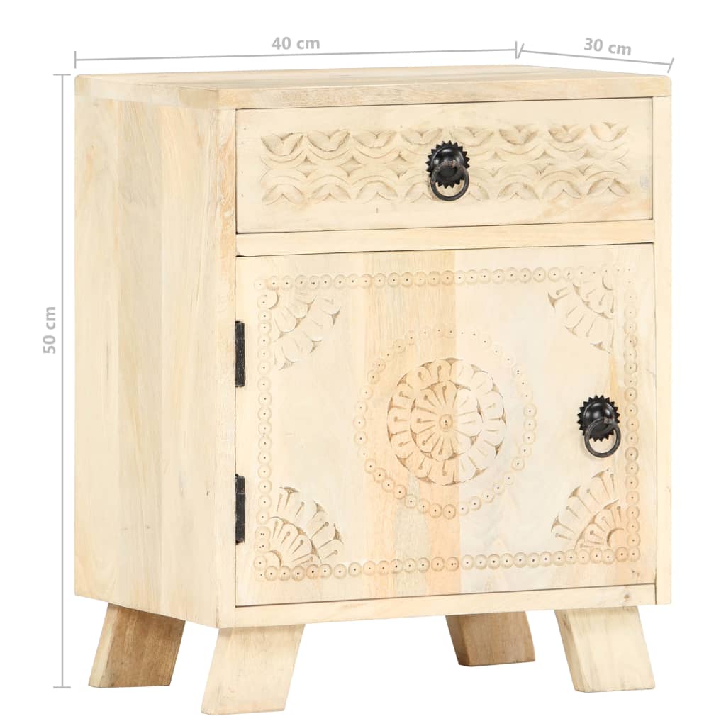 vidaXL Bedside Cabinet 40x30x50 cm Solid Mango Wood - Brown - 60328