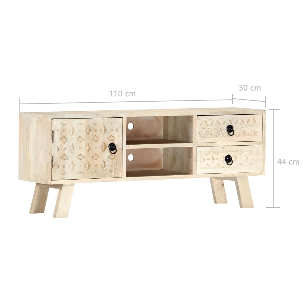 vidaXL TV Cabinet 110x30x44 cm Solid Mango Wood - Beige