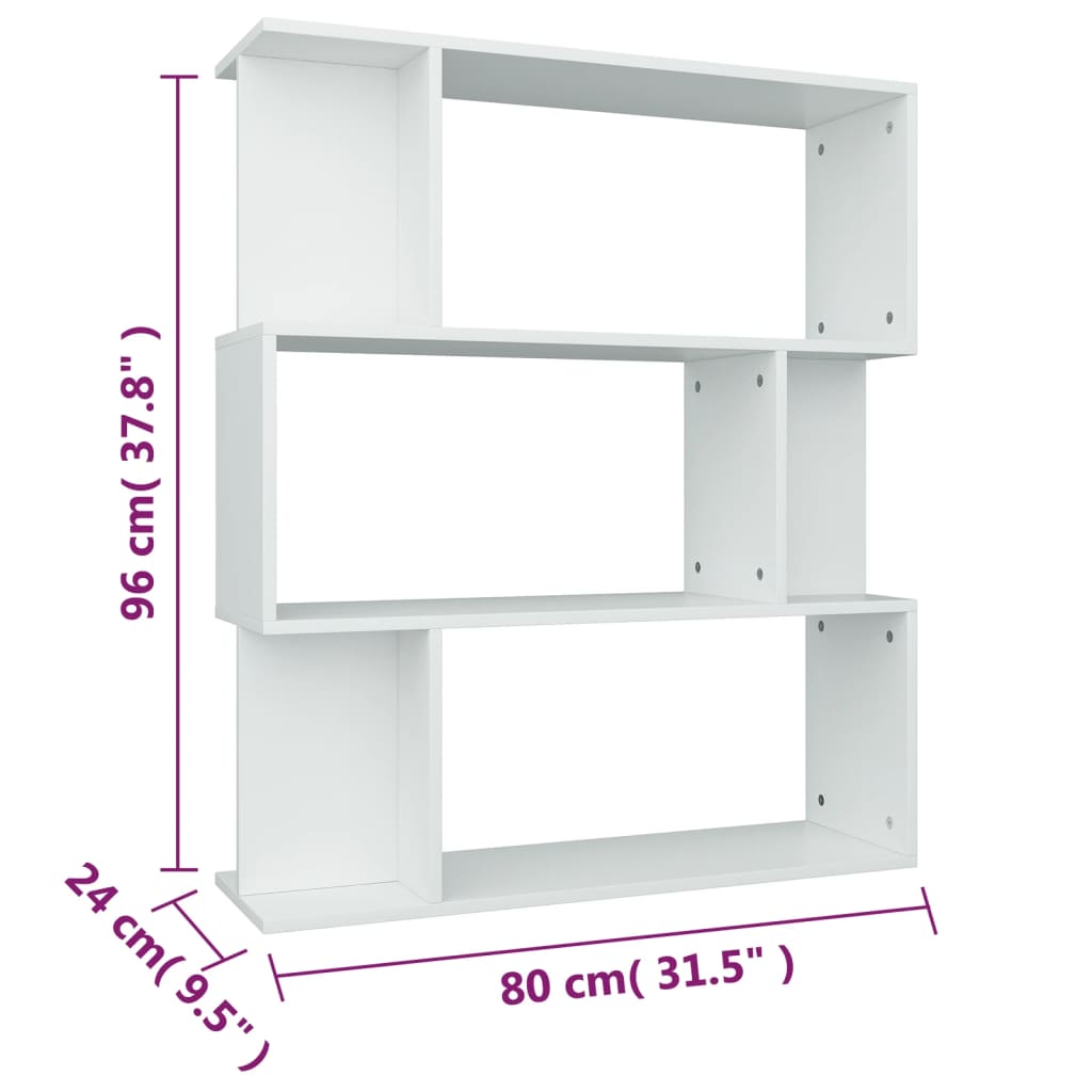 vidaXL Book Cabinet/Room Divider White 80x24x96 cm Engineered Wood