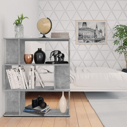 vidaXL Book Cabinet/Room Divider Concrete Grey 80x24x96 cm Engineered Wood