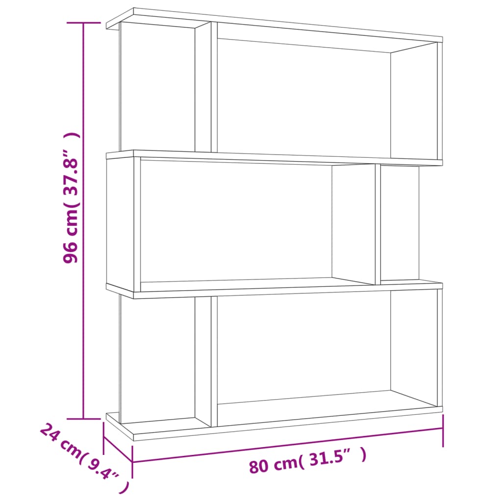 vidaXL Book Cabinet/Room Divider Concrete Grey 80x24x96 cm Engineered Wood