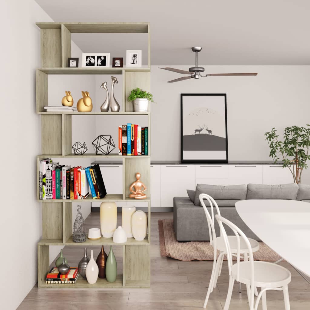 vidaXL Book Cabinet/Room Divider Sonoma Oak 80x24x192 cm Engineered Wood - Brown