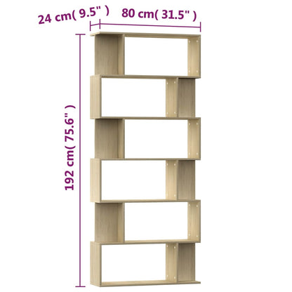 vidaXL Book Cabinet/Room Divider Sonoma Oak 80x24x192 cm Engineered Wood - Brown