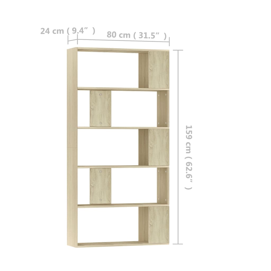 vidaXL Book Cabinet/Room Divider Sonoma Oak 80x24x159 cm Engineered Wood - Brown