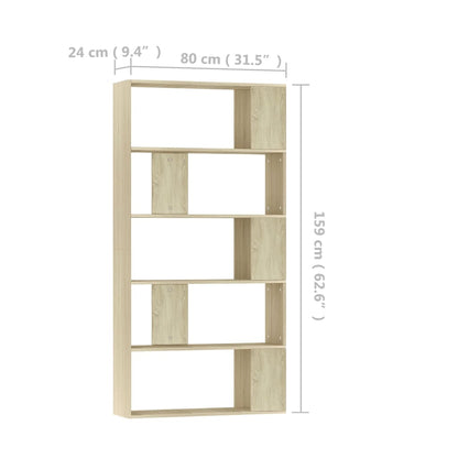 vidaXL Book Cabinet/Room Divider Sonoma Oak 80x24x159 cm Engineered Wood - Brown