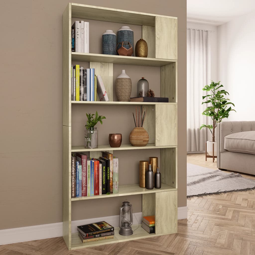 vidaXL Book Cabinet/Room Divider Sonoma Oak 80x24x159 cm Engineered Wood - Brown