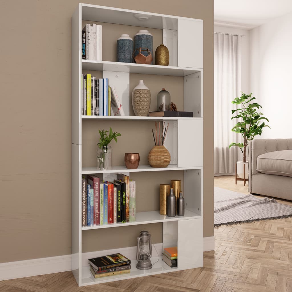 vidaXL Book Cabinet/Room Divider High Gloss White 80x24x159 cm Engineered Wood
