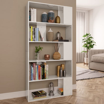 vidaXL Book Cabinet/Room Divider High Gloss White 80x24x159 cm Engineered Wood