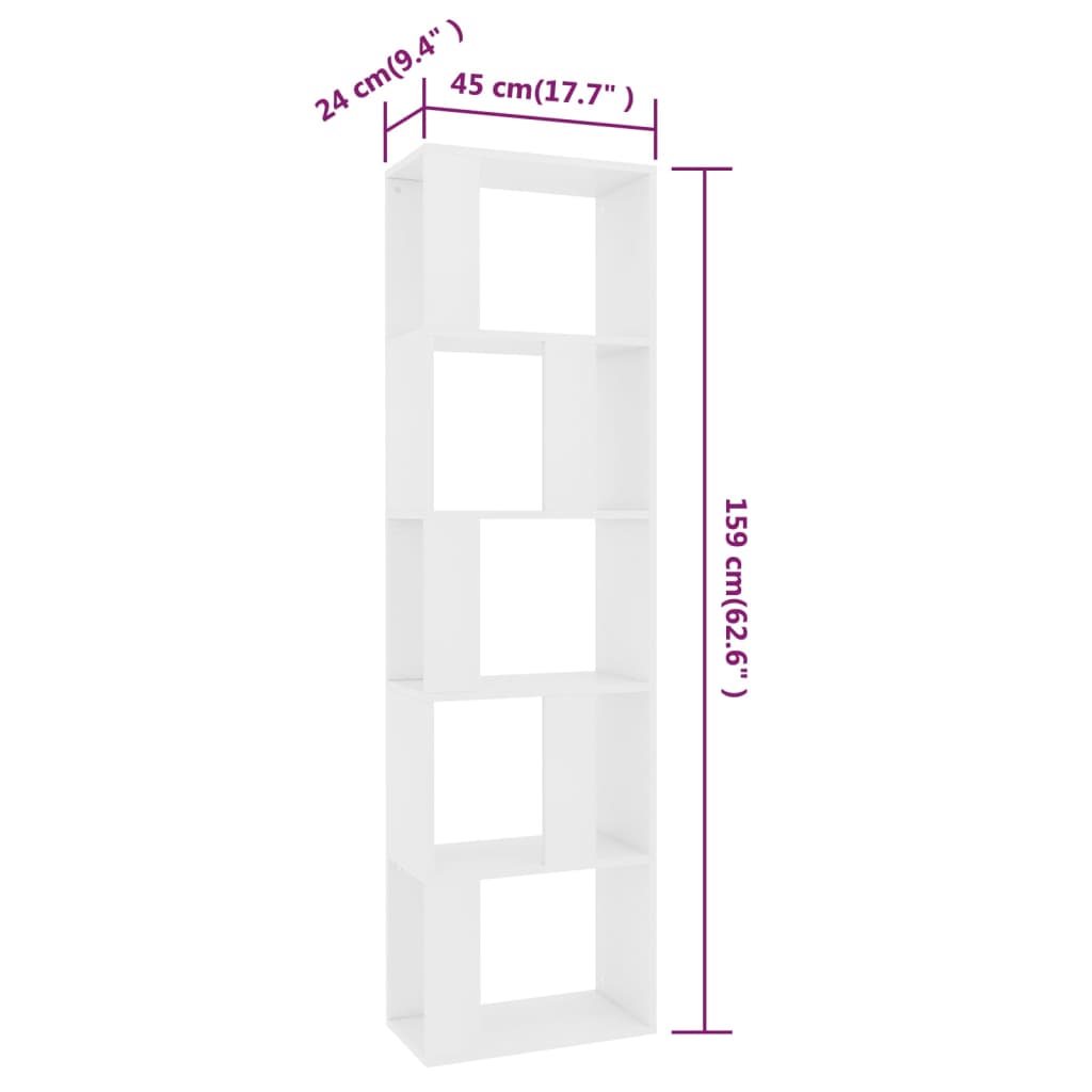 vidaXL Book Cabinet/Room Divider White 45x24x159 cm Engineered Wood