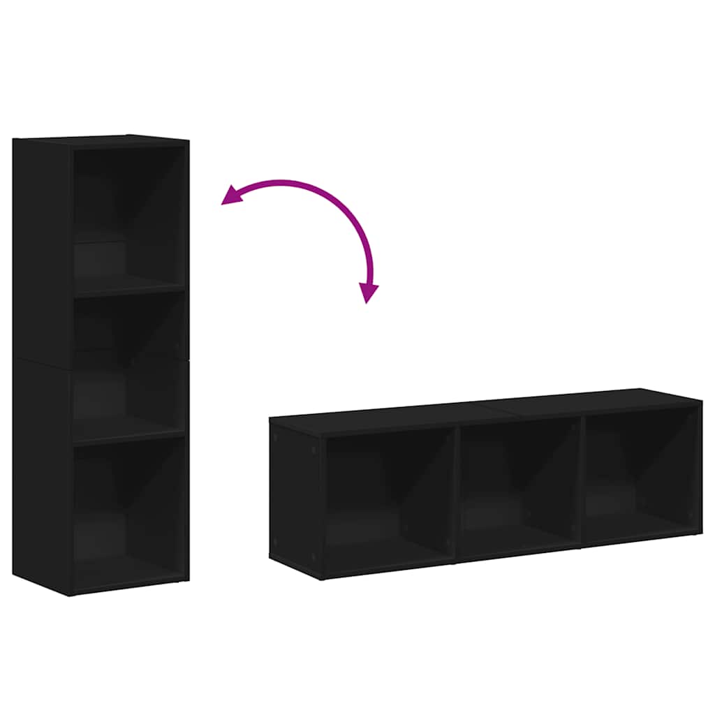vidaXL Book Cabinet/TV Cabinet Black 36x30x114 cm Engineered Wood