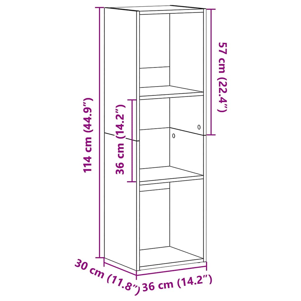 vidaXL Book Cabinet/TV Cabinet Sonoma Oak 36x30x114 cm Engineered Wood - Brown
