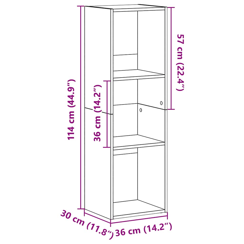 vidaXL Book Cabinet/TV Cabinet Concrete Grey 36x30x114 cm Engineered Wood