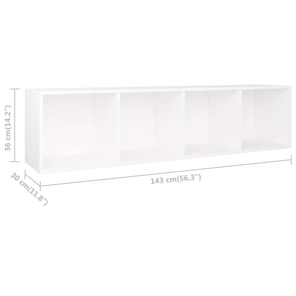vidaXL Book Cabinet/TV Cabinet White 36x30x143 cm Engineered Wood