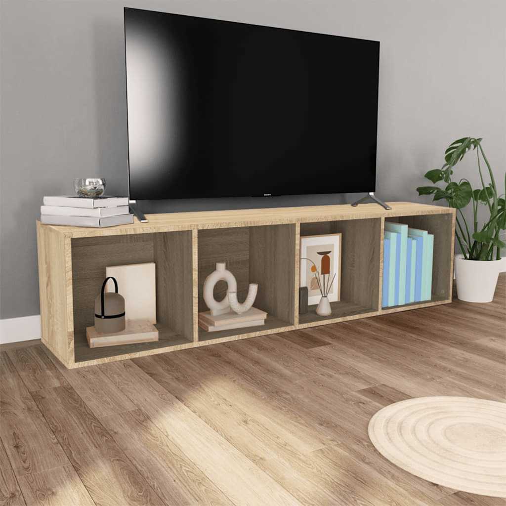vidaXL Book Cabinet/TV Cabinet Sonoma Oak 36x30x143 cm Engineered Wood - Brown