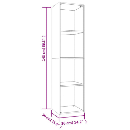 vidaXL Book Cabinet/TV Cabinet Sonoma Oak 36x30x143 cm Engineered Wood - Brown