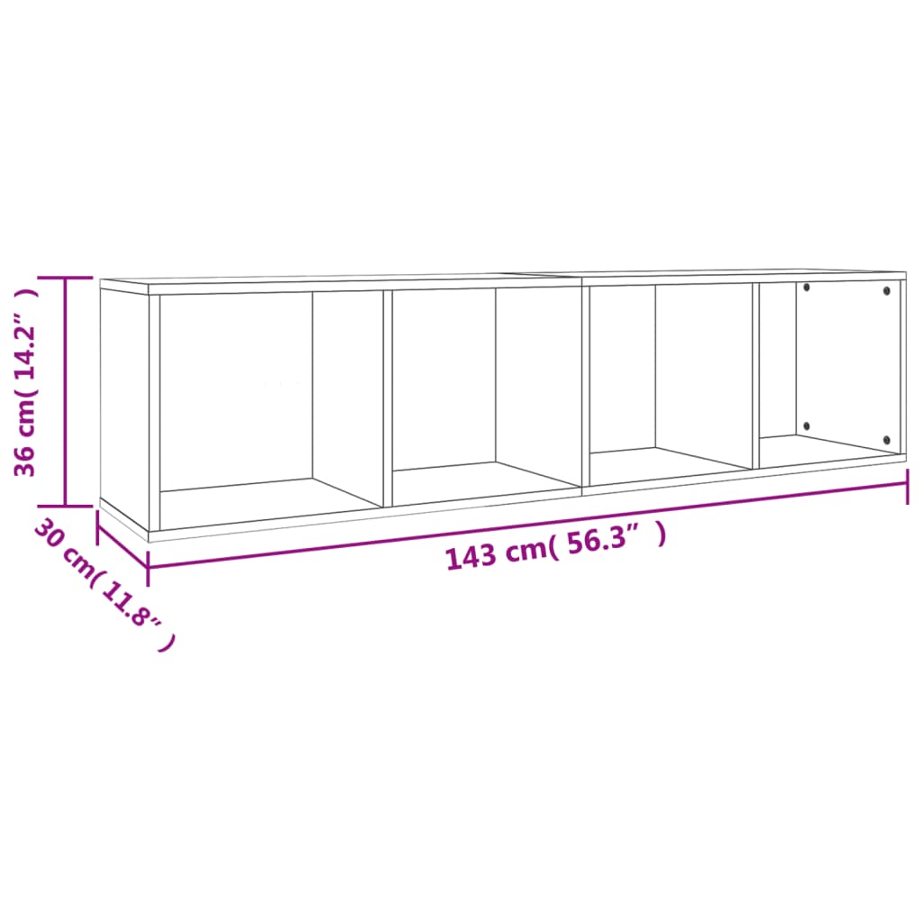 vidaXL Book Cabinet/TV Cabinet Concrete Grey 36x30x143 cm Engineered Wood