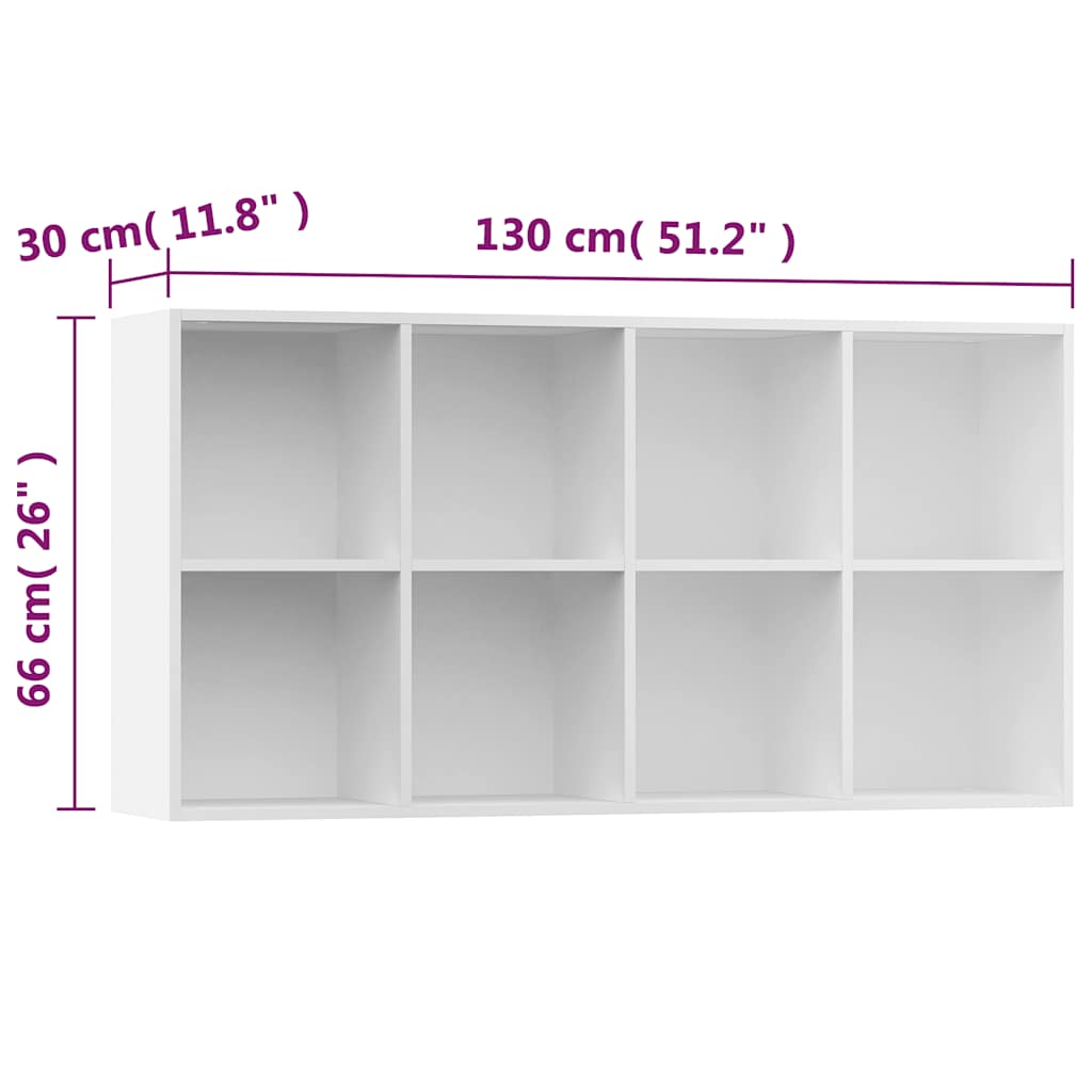 vidaXL Book Cabinet/Sideboard White 66x30x130 cm Engineered Wood