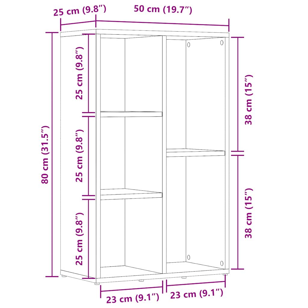 vidaXL Book Cabinet/Sideboard White 50x25x80 cm Engineered Wood