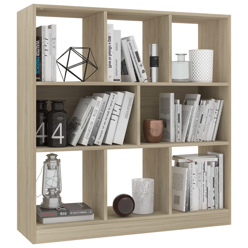 vidaXL Book Cabinet Sonoma Oak 97.5x29.5x100 cm Engineered Wood - Brown
