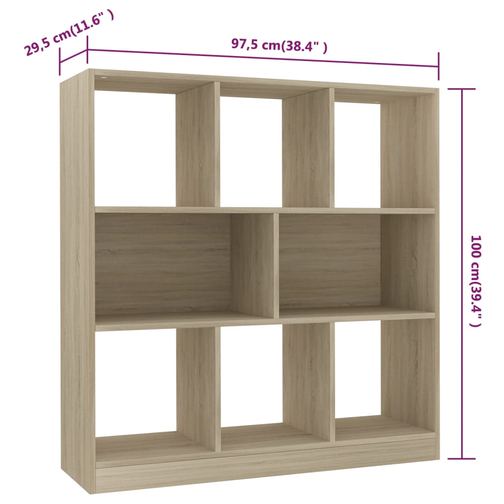 vidaXL Book Cabinet Sonoma Oak 97.5x29.5x100 cm Engineered Wood - Brown