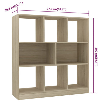 vidaXL Book Cabinet Sonoma Oak 97.5x29.5x100 cm Engineered Wood - Brown