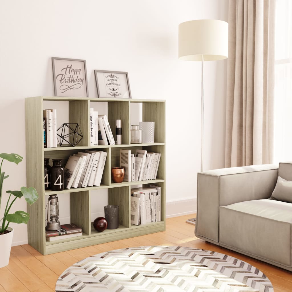 vidaXL Book Cabinet Sonoma Oak 97.5x29.5x100 cm Engineered Wood - Brown