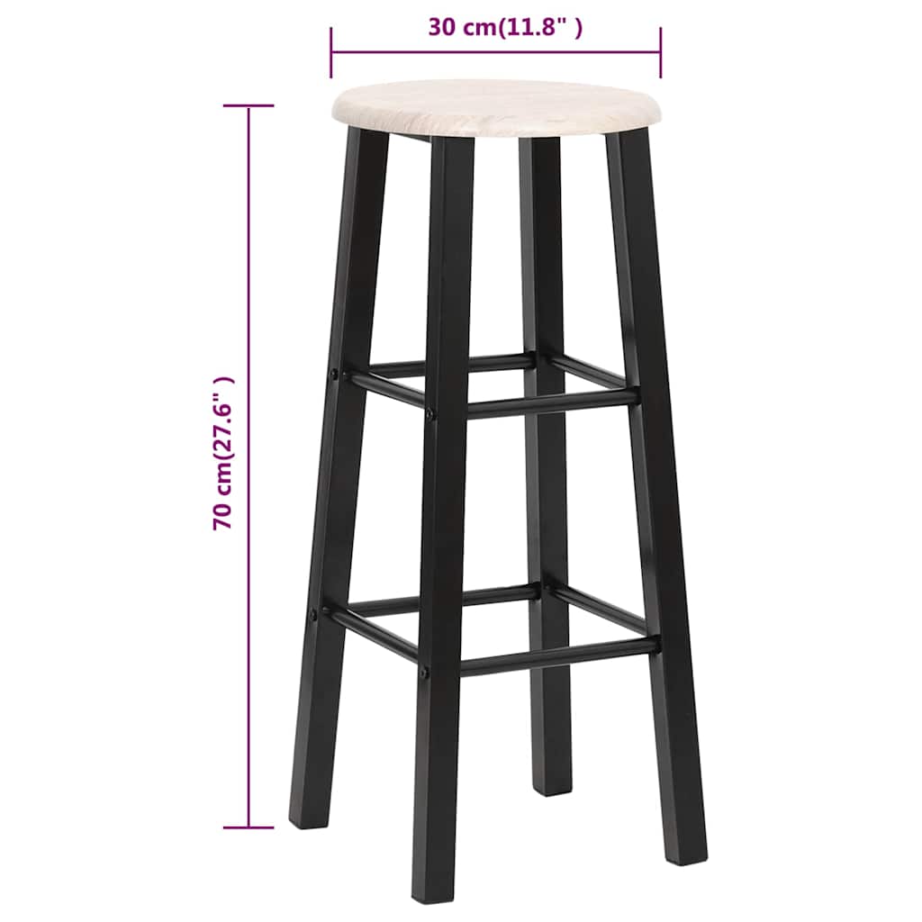 vidaXL Bar Stools 2 pcs Black MDF - 30 x 30 x 70 cm